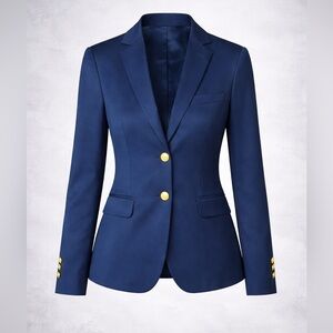 Lauren Ralph Lauren Navy Blazer Women’s Two-Button Single-Breasted Notch Lapel